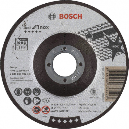 Bosch Rezací kotúč Best for Inox s prielisom, pr. 125 mm hrúbka 1,5 mm  + DARČEK Delta Plus Zátky do uší 1 pár CONIC001