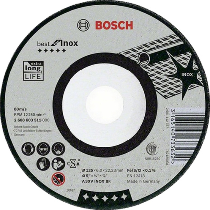 Bosch Obrusovací kotúč Best for Inox, pr. 115 mm  + DARČEK Delta Plus Zátky do uší 1 pár CONIC001