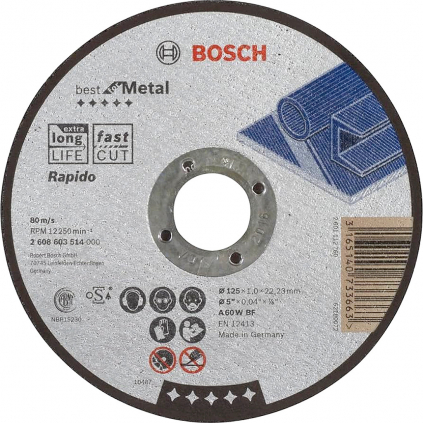 Bosch Rezací kotúč Best for Metal Rapido rovný, pr. 125 mm  + DARČEK Delta Plus Zátky do uší 1 pár CONIC001