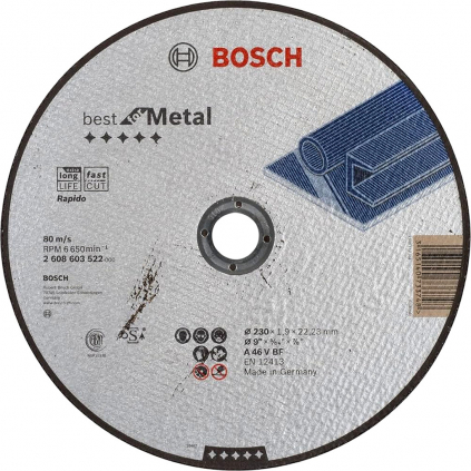 Bosch Rezací kotúč Best for Metal Rapido rovný, pr. 230 mm  + DARČEK Delta Plus Zátky do uší 1 pár CONIC001