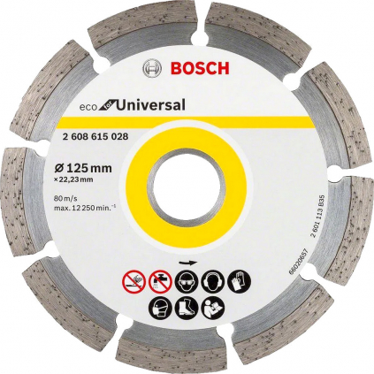 Bosch 10 ks balenie DIA kotúčov Eco for Universal Segmented, 125 mm  + DARČEK Delta Plus Zátky do uší 1 pár CONIC001