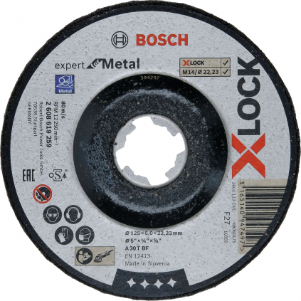 Bosch Brúsny kotúč X-LOCK Expert for Metal, pr. 125 mm  + DARČEK Delta Plus Zátky do uší 1 pár CONIC001
