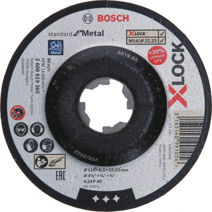 Bosch Brúsny kotúč X-LOCK Standard for Metal, pr. 115 mm  + DARČEK Delta Plus Zátky do uší 1 pár CONIC001