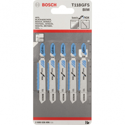 Bosch Pílové listy Basic for Inox T 118 GFS, 5 ks  + DARČEK Delta Plus Zátky do uší 1 pár CONIC001