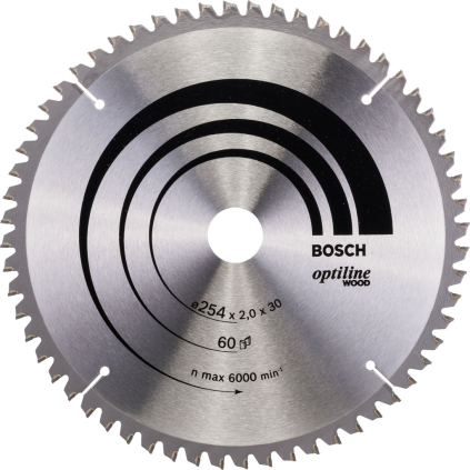 Bosch Pílový kotúč Optiline Wood, 254 mm, 60 zubov ATB/N, b1 2,0 mm  + DARČEK Delta Plus Zátky do uší 1 pár CONIC001