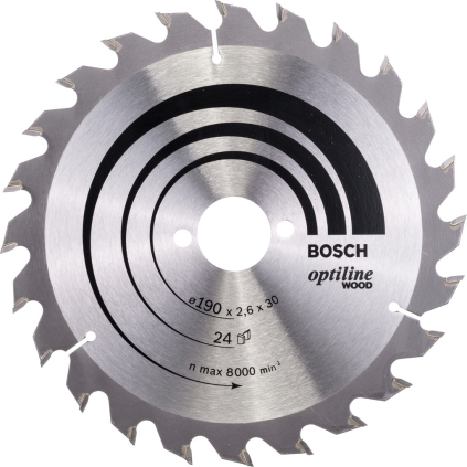 2608640615 Bosch Pílový kotúč Optiline Wood, 190 mm, otvor 30 mm, 24 zubov, b1 2,6 mm 3165140194099 - 