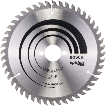2608640617 Bosch Pílový kotúč Optiline Wood, 190 mm, otvor 30 mm, 48 zubov, b1 2,6 mm 3165140194112 - 