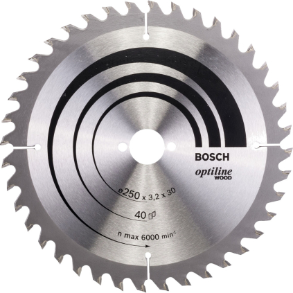 2608640728 Bosch Pílový kotúč Optiline Wood, 250 mm, 40 zubov ATB 3165140195027 - 