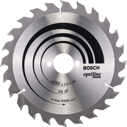 2608641185 Bosch Pílový kotúč Optiline Wood, 190 mm, otvor 30 mm, 24 zubov, b1 2,0 mm 3165140373678 - 