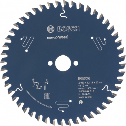Bosch Pílový kotúč Expert for Wood, pr. 160 mm, 48 zubov, b1 2,2 mm  + DARČEK Delta Plus Zátky do uší 1 pár CONIC001