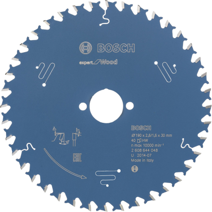2608644048 Bosch Pílový kotúč Expert for Wood, pr. 190 mm, otvor 30 mm, 40 zubov, b1 2,6 mm 3165140796149 - 