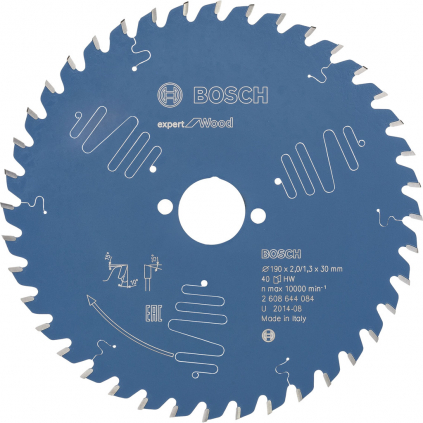 Bosch Pílový kotúč Expert for Wood, pr. 190 mm, otvor 30 mm, 40 zubov, b1 2,0 mm  + DARČEK Delta Plus Zátky do uší 1 pár CONIC001