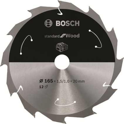 Bosch Pílový kotúč Standard for Wood, 165 mm, otvor 20 mm, 12 zubov  + DARČEK Delta Plus Zátky do uší 1 pár CONIC001