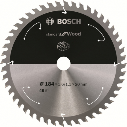 Bosch Pílový kotúč Standard for Wood, 184 mm, otvor 20 mm, 48 zubov  + DARČEK Delta Plus Zátky do uší 1 pár CONIC001