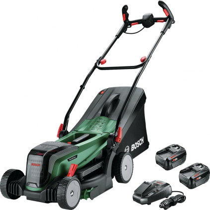 Bosch Akumulátorová kosačka na trávu UniversalRotak 2x18V-37-550, 2x aku 4 Ah