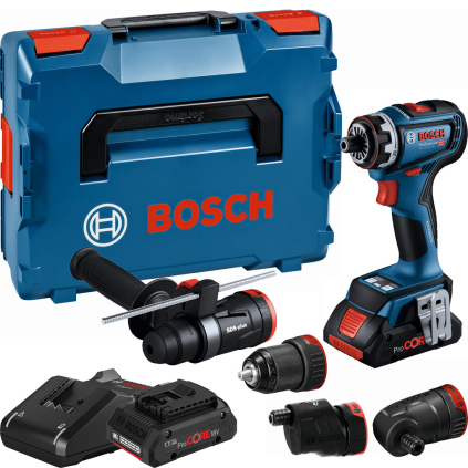 06019K6200 Bosch Akumulátorový vŕtací skrutkovač GSR 18V-90 FC Full Set s príklepovým nadstavcom, L-Boxx, 2x aku 4059952605807 - 