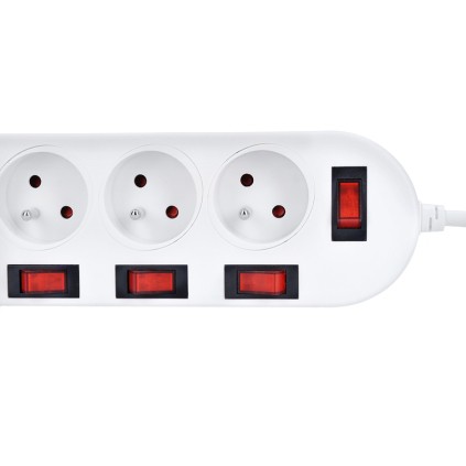 PP143 Solight predlžovací prívod, 5 zásuviek, biely, 6x vypínač, 2m 8592718020583 - 2