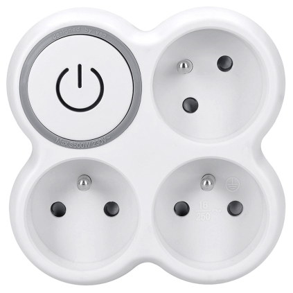 P106 Solight rozbočovač, 3x 15A, biely-sivý, vypínač 8592718026950 - 1