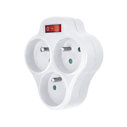 P99 Solight rozbočovač, 3 x 10A, biely, vypínač 8592718020361 - 1