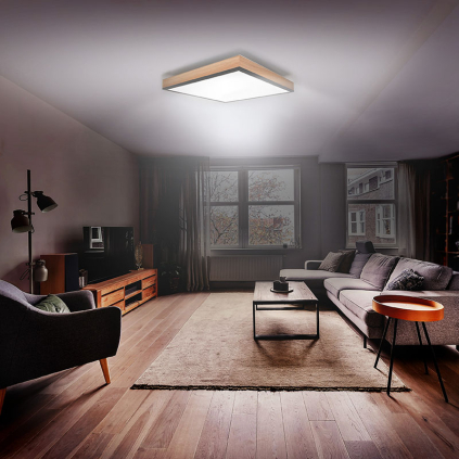 WO802 Solight LED ceiling lighting with remote control, square, wood decor, 3000lm, 40W, 45x45cm 8592718032913 - 2