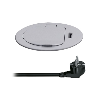 PP122C-PD20 Solight 1z + USB-C 20W PD vstavaná zásuvka, 2m, strieborná 8592718037727 - 1