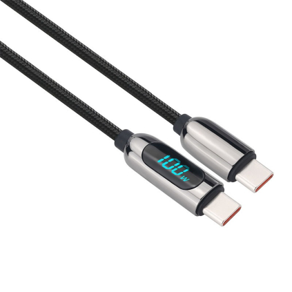 SSC1802 Solight USB-C kábel s displejom, USB-C konektor - USB-C konektor, 100W, 2m 8592718034337 - 1