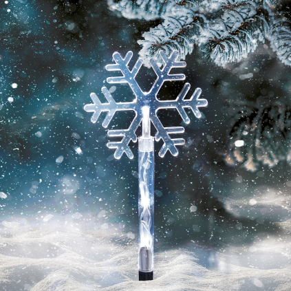 1V281 Solight LED záhradné osvetlenie, snehové vločky, 5ks, 15x LED, zapichovacie, 3xAA 8592718037369 - 1