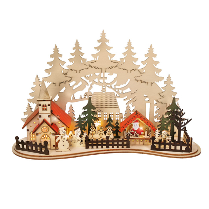 1V250 Solight LED vianočné mestečko s kostolom, 30x19cm, 2x AAA 8592718031831 - 1