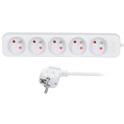 PP41 Solight predlžovací prívod, 5 zásuviek, biely, 2m 8595092107208 - 1