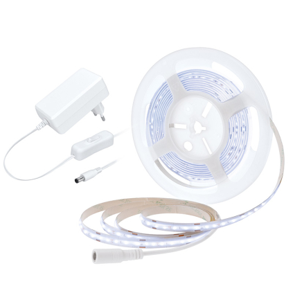 WM59-CW Solight LED COB pásik, sada s adaptérom, vypínač, 5m, 8W/m, 800lm/m, studená biela 8592718035952 - 1