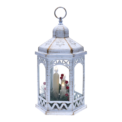 1V266 Solight LED vianočný lampáš biely, 33cm, 3x LED sviečka, 3x AAA 8592718033996 - 1