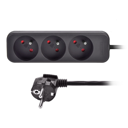PP08 Solight predlžovací prívod, 3 zásuvky, čierny, 2m 8595092108328 - 1