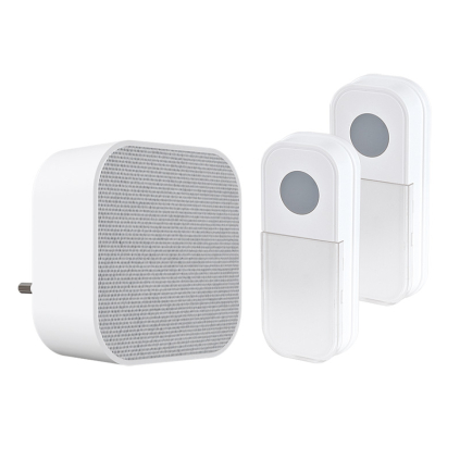 1L74DT Solight bezdrôtový zvonček, 2 tlačidlá, do zásuvky, 180m, biely, learning code 8592718037659 - 1