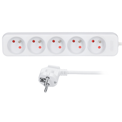 PP40 Solight predlžovací prívod, 5 zásuviek, biely, 1,5m 8595092107468 - 1