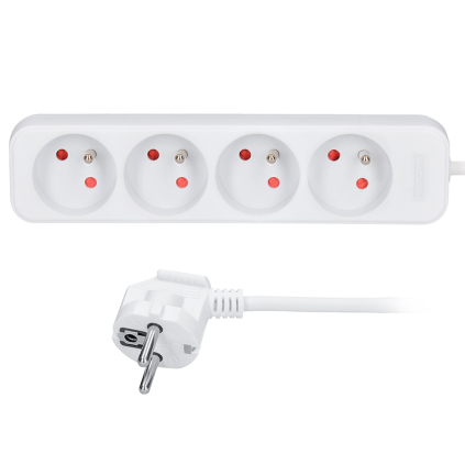 PP20 Solight predlžovací prívod, 4 zásuvky, biely, 1,5m 8595092107420 - 1