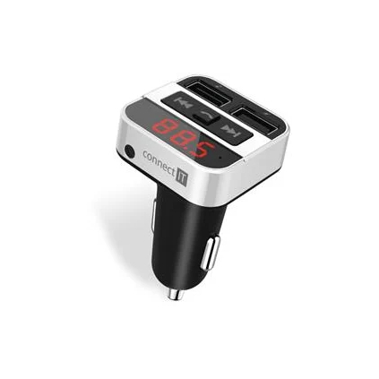 CCC-8800-SL CONNECT IT InCarz Bezdrôtový FM vysielač, 2xUSB+3,5 mm AUX, STRIEBORNÝ 8595610622725