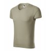 14628 Tričko pánske Slim Fit V-neck svetlá khaki - 