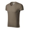 14629 Tričko pánske Slim Fit V-neck army - 