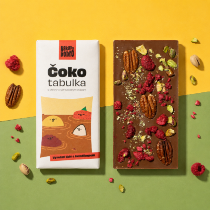 čoko tabulka s ovocem a ořechy