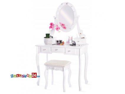 Toaletní stolek TL-09 s LED zrcadlem (Barva Taburet WHITE)