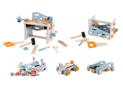 Mini dílna dřevěný stůl na nářadí stavebnice 52 dílů ECOTOYS