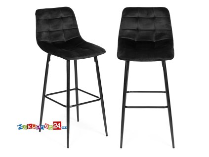 Hocker barová židle vysoká židle podnožka velur černá ModernHome
