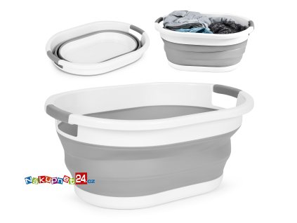 Skládací koš na prádlo Silikonová mísa bílo-šedá 20 L ModernHome
