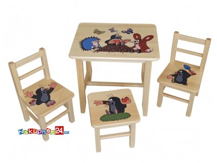 Dětský stůl ze dřeva se židličkami Krtek Vzor 30  stolička zdarma