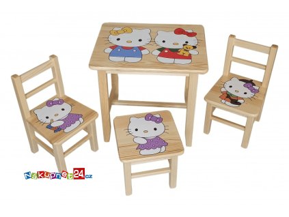 4065 detsky stul ze dreva se zidlickami hello kitty vzor 7