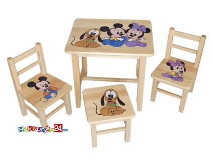 4059 detsky stul ze dreva se zidlickami mickey vzor 4