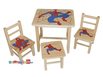 4074 detsky stul ze dreva se zidlickami spiderman vzor 24