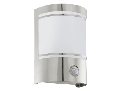 1263 venkovni svitidlo nastenne cerno eglo nerez ocel a sklo 1xe27 40w ip44 senzor