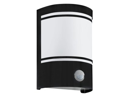 1296 venkovni svitidlo nastenne cerno eglo cerna ocel a sklo 1xe27 40w ip44 senzor