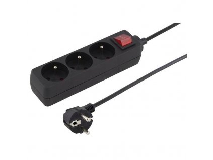 prodluzovaci kabel s vypinacem 3zasuvky 5m cerny